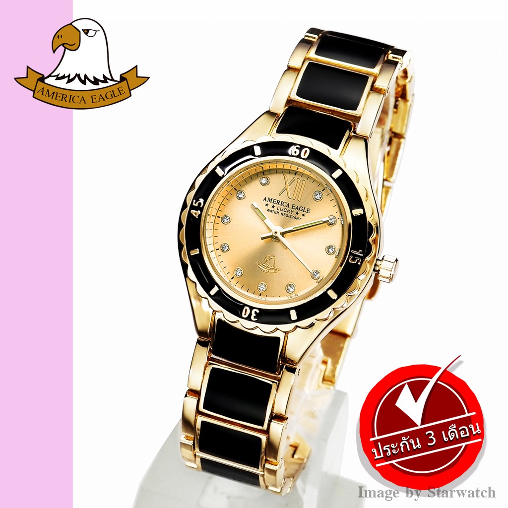GRAND EAGLE นาฬิกาข้อมือผู้หญิง สายสแตนเลส รุ่น AE036L - GOLDBLACK/GOLD