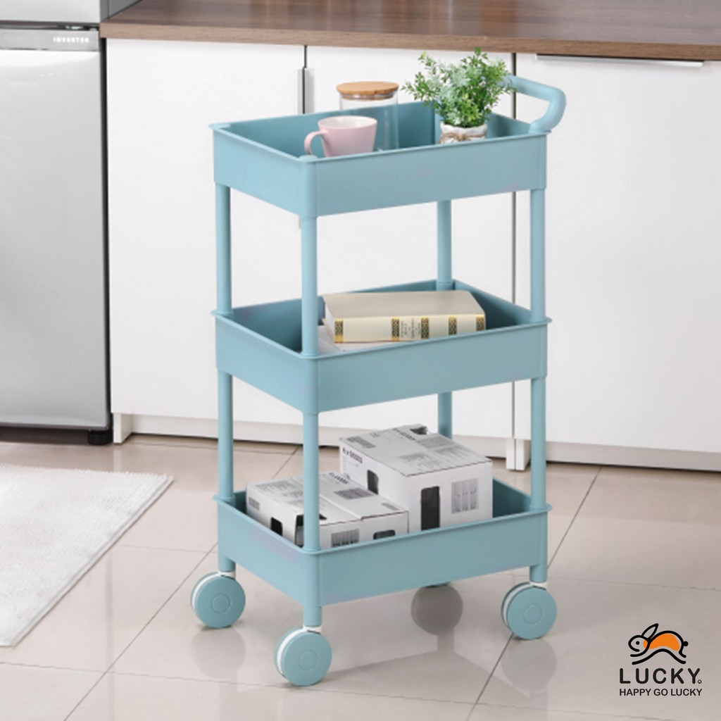 LUCKY HOME รถเข็น ชั้นวางของพลาสติกมีล้อ มีราวจับ AP-643 (รับน้ำหนักได้ 18 kg) - รูปที่ 2