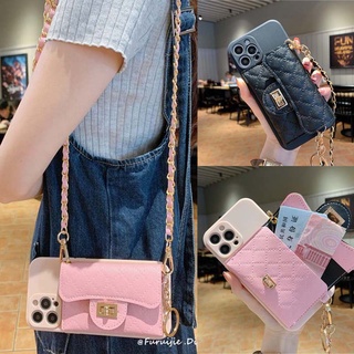 For iPhone 13mini 13Pro 13 13ProMax 12mini 12 12Pro 12ProMax SE 2020 5 5S 11 11Pro 11ProMax 6 6S 7 8 Plus X XS XR XSMax Phone Case Fashion Classic Leather Coin Purse Card Bag TPU Soft Cover กรณีศึกษา