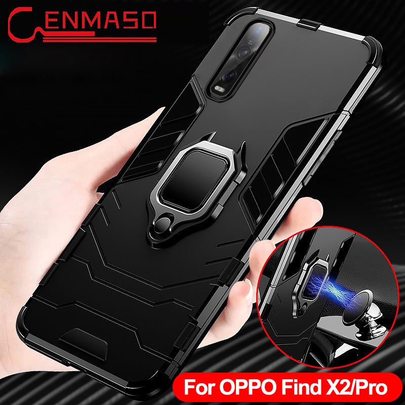 สําหรับ OPPO Find X2 / Find X2 Pro เคสเกราะกันกระแทกแหวนขาตั้งกันชนฝาหลัง