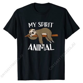 เสื้อยืด ผ้าฝ้าย พิมพ์ลาย My Spirit Animal Is A Funny Sloth Lazy Napping สไตล์เรียบง่าย สําหรับผู้ชาย