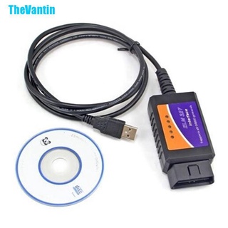 Thevantin Elm327 เครื่องสแกนเนอร์วินิจฉัยรถยนต์ Usb Obd2 สีดํา สําหรับ Windows Pc