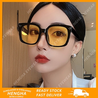 【HENGHA】COD แว่นตากันแดด กรอบเหลี่ยม เลนส์สี สไตล์เจนนี่ แฟชั่นเกาหลี สำหรับผู้หญิง