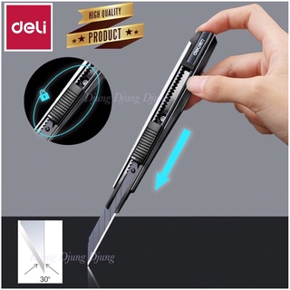 Deli Cutter คัตเตอร์เหล็ก ปลอกโลหะ ใบมีด 30 องศา Auto Lock   Deli 2037S Cutter