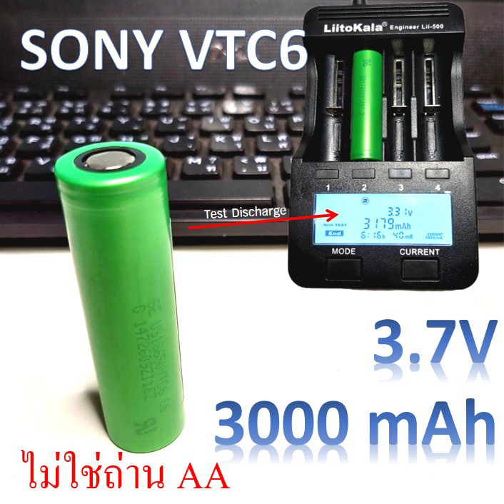 ของใหม่แท้ Sony VTC6 Samsung 30Q ถ่านชาร์จ 18650 3.7V 3000-3400mAh panasonic แบตเตอรี่ลิเธียมไอออนแบบชาร์จไฟได้ 1 ก้อน