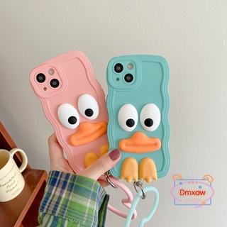 เคสโทรศัพท์มือถือแบบนิ่ม ลายเป็ด คลื่น หัวใจ พร้อมสายคล้องมือ สําหรับ Samsung Galaxy A73 A72 A71 A54 A53 A52 A52S A51 A50 A30S A50S A7 2018