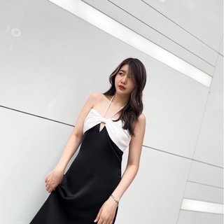 CHAVISA CO. I VALEN DRESS เดรสซาตินยาวผูกคอ