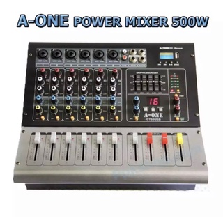 🔥SALE🔥 A-ONE เพาเวอร์มิกเซอร์ 6ช่อง 500W Power mixer 6CH BLUETOOTH USB/SD CARD mp3 EFFECT 16DSP +48v