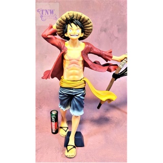 [ มือสอง งานแท้ ญี่ปุ่น ] Monkey D Luffy มังกี้ ดี ลูฟี่ ยืนถือธง ขนาด 8.5"  วันพีช Pirate Onepiece (ของแท้)