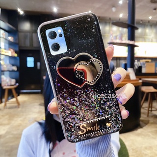 For OPPO Reno7 Pro Reno7 5G เคสโทรศัพท 3D Love Heart Phone Case เคส Starry Sky Glitter TPU Protective Phone Soft Back Cover