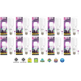 EVE หลอดประหยัดไฟ รูปทรงเกลียว รุ่นเอ็กไฟล์ 35วัตต์ วอร์มไวท์ E27 (10หลอด )