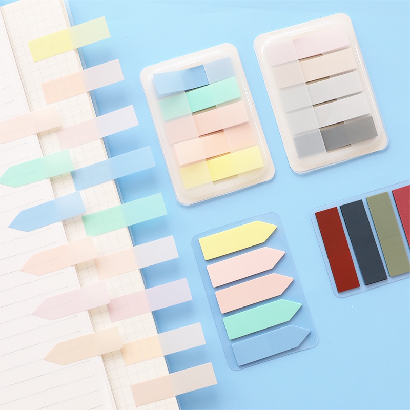 Macaroon PET โปร่งใสดัชนี Sticky Notes Morandi Sticky Post-it Notes Memo Index บุ๊คมาร์ค INS Simple ป้ายสติกเกอร์