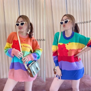 🌈MesubShop🌈สเวตเตอร์ เสื้อกันหนาว สีรุ้งRainbowโอ้มายก้อดด🤩 รุ้งเล่นน้ำ H601B