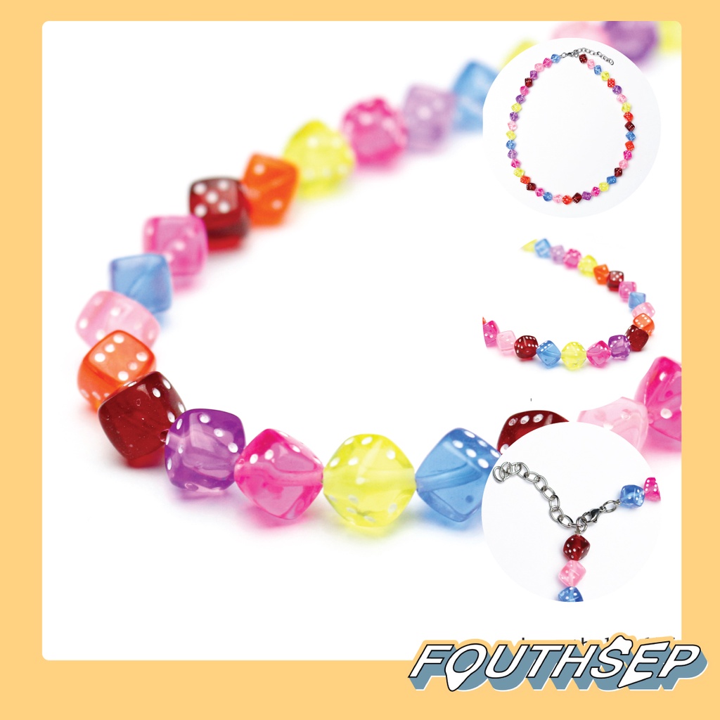 พร้อมส่ง Fouthsep - Colorful Dice Necklace สร้อยคอลูกเต๋า