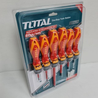 Total ชุดไขควง ปากแบน –แฉก หุ้มฉนวน กันไฟฟ้า 1000 โวลต์ (6 ตัวชุด) รุ่น THTIS566 ( Insulated Screwdriver Set )