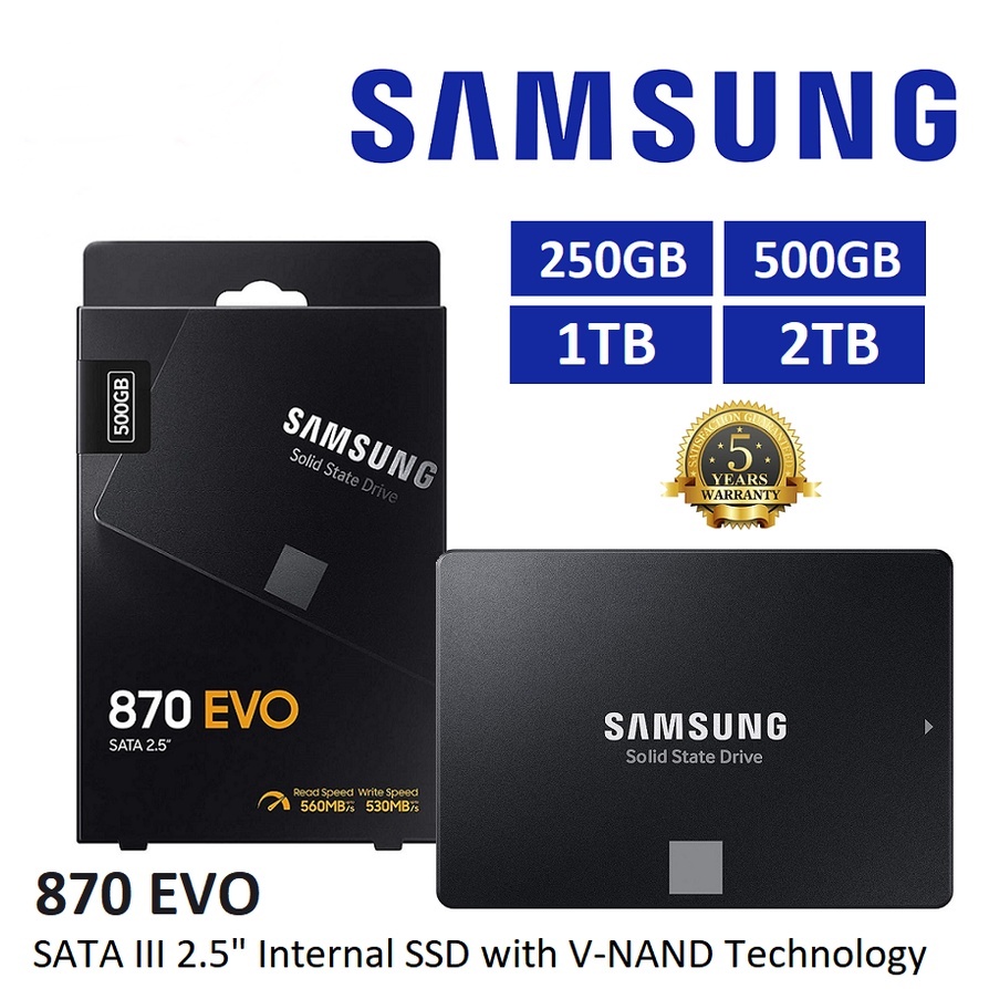 250GB / 500GB / 1TB / 2TB SSD (เอสเอสดี) SAMSUNG 870 EVO SATA III รับประกัน 5 – Y