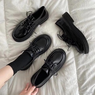 🌱พร้อมส่ง🌸แฟชั่น Lolita lace up ญี่ปุ่น Jk รองเท้าหนังขนาดเล็กผู้หญิง all-match สบายรองเท้าแบน