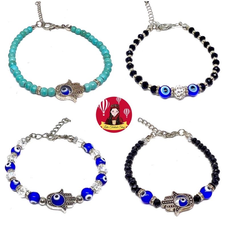 กำไลข้อมือ 2 in 1 ใส่ได้ทั้งข้อมือและข้อเท้า Evil Eyes ดวงตาปีศาจ ปัดเป่าสิ่งชั่วร้าย Made in Turkey