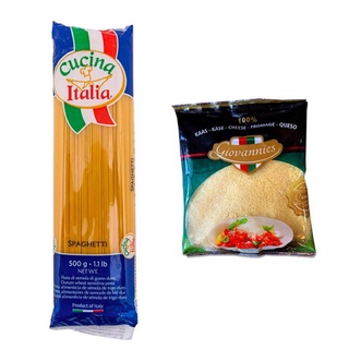 พาเมซานชีส giovannies 100g + สปาเก็ตตี้ 500กรัม (parmesan cheese 100g + Spaghetti Cucina 500g)