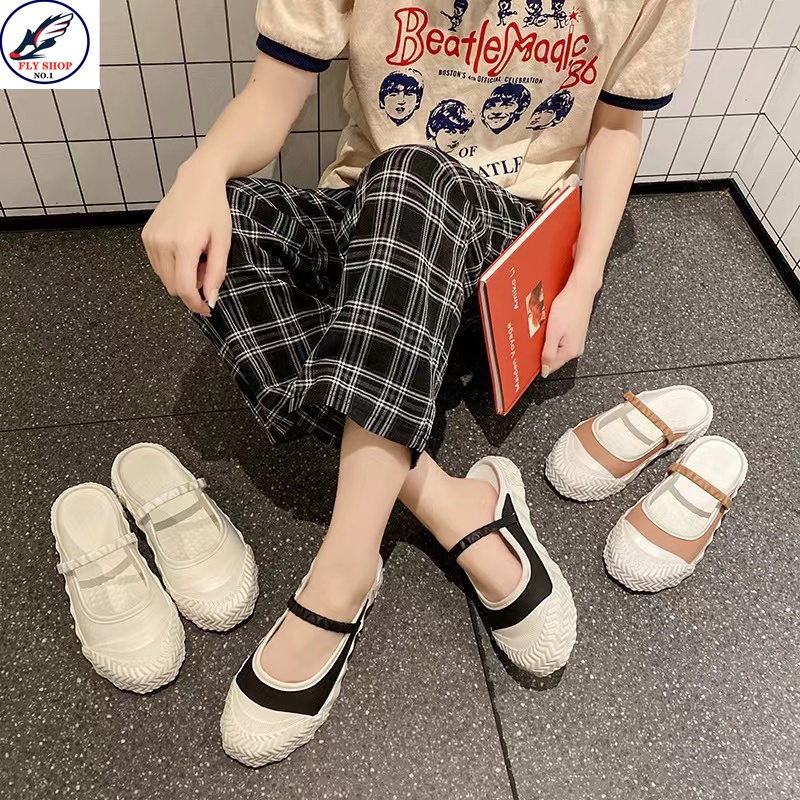 Slip Ons, Mary Janes & Mules 129 บาท ฟลายช็อป 701! รองเท้าแตะขี้เกียจมีสไตล์! รองเท้าแตะพื้นรองเท้าหนา 3 ซม. กันลื่นและทนทานต่อการสึกหรอ! มี 3 สีให้เลือก Women Shoes