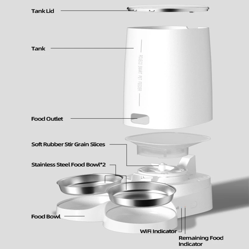【พร้อมสต็อก 】Rojeco เครื่องให้อาหารสัตว์เลี้ยงอัตโนมัติ WiFi พร้อมรีโมตคอนโทรล 4 ลิตร สําหรับสัตว์เลี้ยง สุนัข แมว thumbnail 8