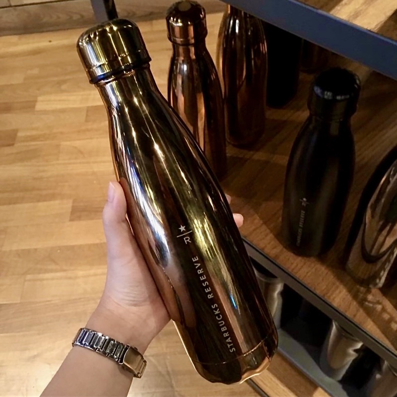 [STARBUCKS SINGAPORE] - SWELL SS METALLIC GOLD DIARY WATER BOTTLE 12oz