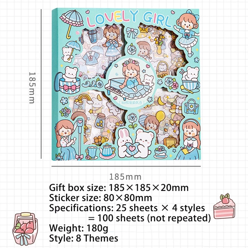 100 แผ่น/กล่อง สติ๊กเกอร์ กันน้ำ สติกเกอร์ PET สติกเกอร์น่ารัก สติกเกอร์เครื่องเขียน อุปกรณ์การเรียน thumbnail 7
