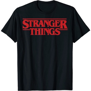 เสื้อยืด พิมพ์ลายโลโก้ Netflix Stranger Things เรียบง่าย สีแดง สําหรับผู้ใหญ่Size S-5XL