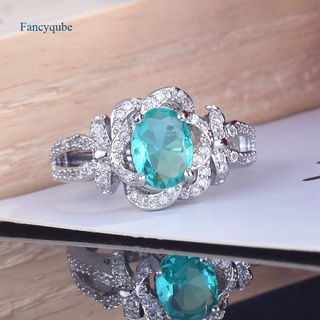 Fancyqube แหวนเงิน 925 รูปไข่ดอกกุหลาบสไตล์วินเทจสําหรับผู้หญิง