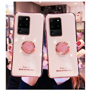 เคส Samsung S20Ultra S30Plus S21 S20Plus S20FE เคส Samsung S10 Plus S10lite เคส Samsung S9 Plus S30u silicon เคสโทรศัพท์มือถือ ซิลิโคนนิ่ม สไตล์หรูหรา พร้อมแหวนจับ Phone Case