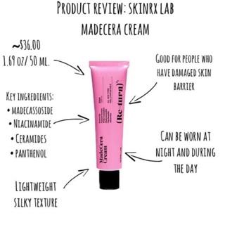 เข้าแล้ว พร้อมส่ง 15 ml. Skinrx Lab Madecera Re-turn Cream