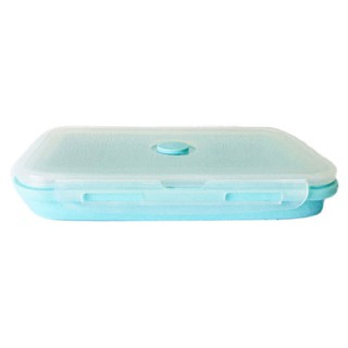 ว๊าว🍟 มีบุญ กล่องใส่อาหารแบบซิลิโคน พับได้ ขนาด 800 มล. สีฟ้า MEEBUN Collapsible Silicone Food Container 800 ml. Blue Co