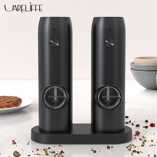 Uareliffe Electric Sea Salt Grinder Coarseness Adjustable Spices Grain Grinding Tool USB Rechargeable Automatic Herb Spice Mill Grinder With Indicator Light Grind Device