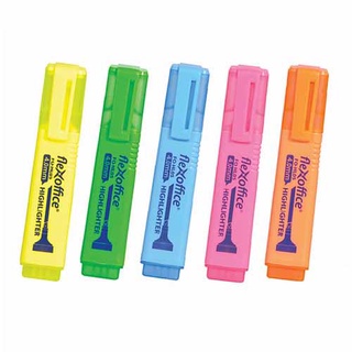 Flexoffice ปากกาเน้นข้อความ หัว 4.0mm ปากกาไฮไลท์ ปากกาเน้นคำ รุ่น FO-HL05 Highlighter (ยกแพ็ค)