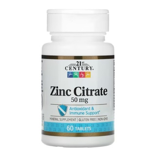 21st Century Zinc Citrate 50 mg 60 Tablets