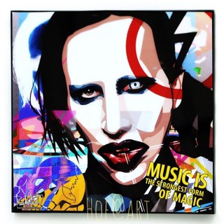 Marilyn Manson #2 มาริลีน แมนสัน รูปภาพ​ติดผนัง pop art นักร้องอินดัสเทรียลเมทัล กรอบรูป แต่งบ้าน ของขวัญ ของสะสม