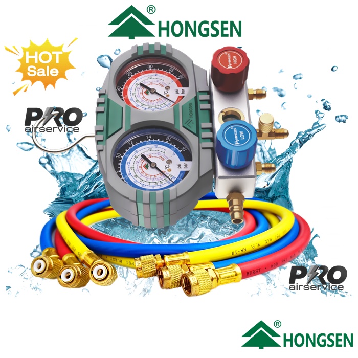 เกจคู่ Hongsen Manifold Gauge รุ่น HS-S60-105A วัดน้ำยา R22-134A-R12 ...