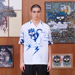 PEDZ X BAD BADTZ-MARU White Navy Storm Hawaii Shirt เสื้อเชิ๊ตฮาวายพายุน้ำเงินสีขาว