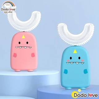 DODOLOVE แปรงสีฟันซิลิโคน รูปตัว U หมุนได้ 360 องศา แปรงสีฟันสำหรับเด็ก ทรงไดโนเสาร์