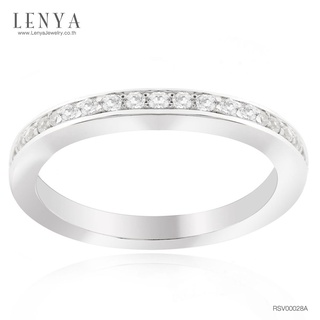 Lenya Jewelry แหวนเพชร DiamondLike ดีไซน์แบบแถวเดี่ยว ดูสวยคลาสสิคสุดๆ บนตัวเรือนเงินแท้ชุบทองคำขาว