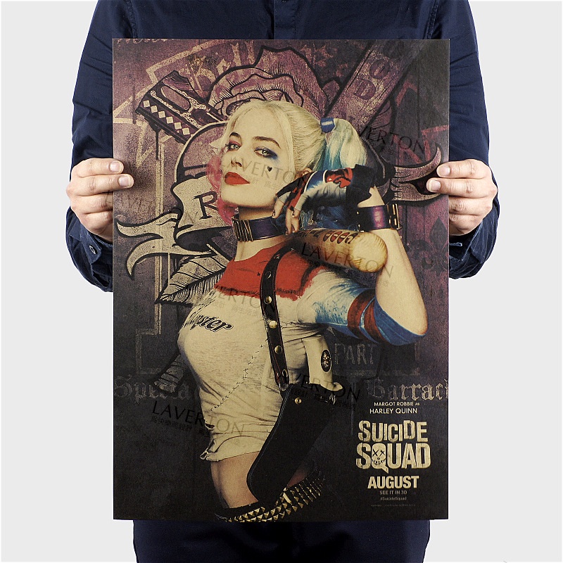 DC โปสเตอร์กระดาษคราฟท์ลาย Harley Quinn Suicide Squad Harley Quinn สําหรับตกแต่งห้องนอนบาร์คาเฟ่