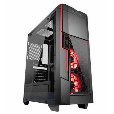 CASE (เคส) AZZA Mid Tower Gaming Computer Case Crimson 211 – Black - Warranty 1 - Y