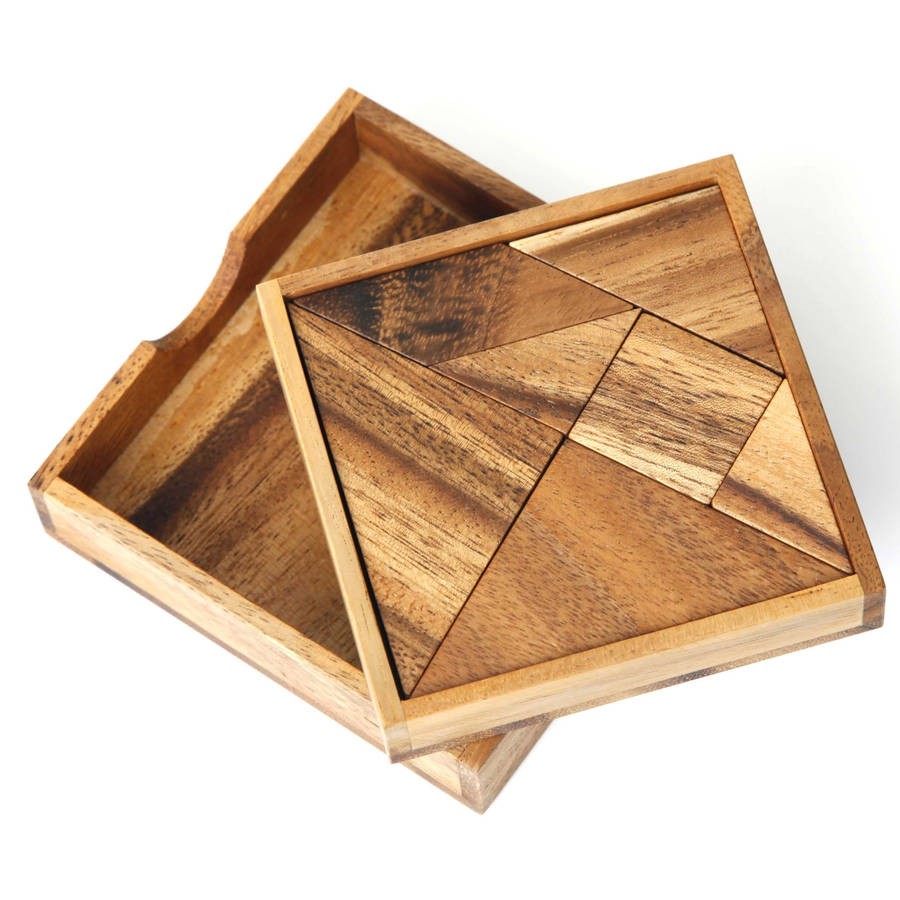 Ama-Wood ของเล่นไม้ แทงแกรมสี่เหลี่ยม (Tangram Seven Pieces)