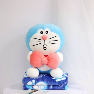 หมอนผ้าห่ม Doraemon x Hello Kitty ตุ๊กตาหมอนผ้าห่มรุ่นใหม่ น่ารักกว่าเดิมม