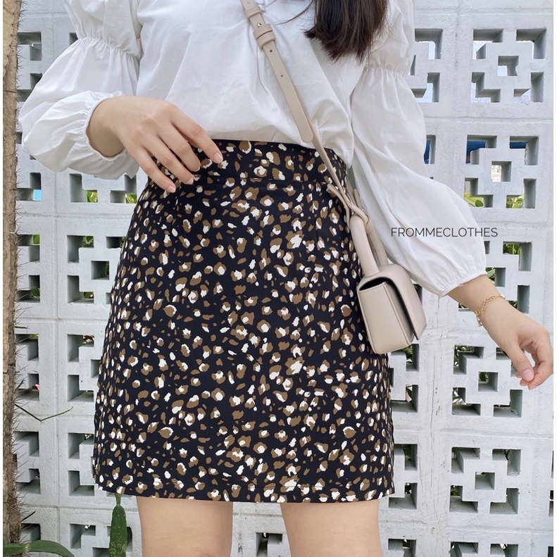 กระโปรงทรงเอผ้าซากุพิมลาย(XS-5XL)