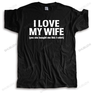 เสื้อยืดครอปใหม่ เสื้อยืดลําลอง ผ้าฝ้าย แขนสั้น คอกลม พิมพ์ลาย I LOVE MY WIFE FUNNY PRINTED MENS แฟชั่นฤดูร้อน สําหรับผู