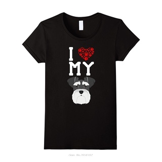 เสื้อยืดแขนสั้น ผ้าฝ้าย พิมพ์ลาย I Love My Dog Schnauzer พลัสไซซ์ สไตล์สตรีท แฟชั่นสําหรับผู้ชายSize S-5XL