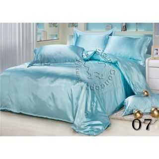 ผ้าซาตินปูที่นอน 5 ฟุต 5 ชิ้น ( SB507 สี Sky Blue)