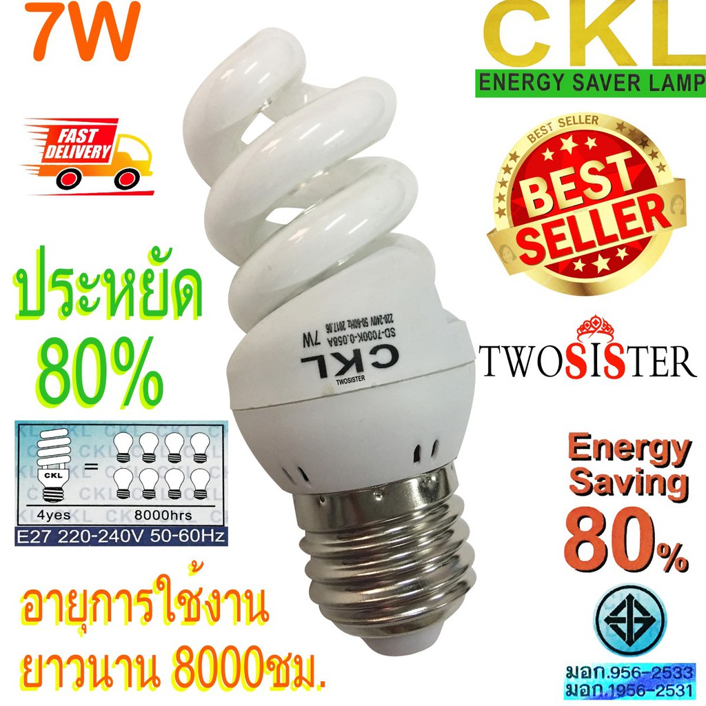 CKL by Twosister หลอดเกลียว ประหยัดไฟ 7W ขั้ว E27