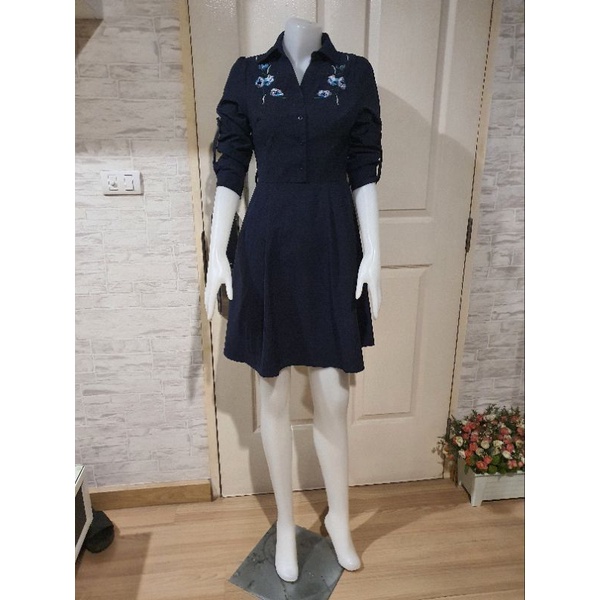 Se6519เดรสสีกรมท่ามือสอง